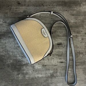 Kate Spade New York Tan and White Woven Crossbody Bag